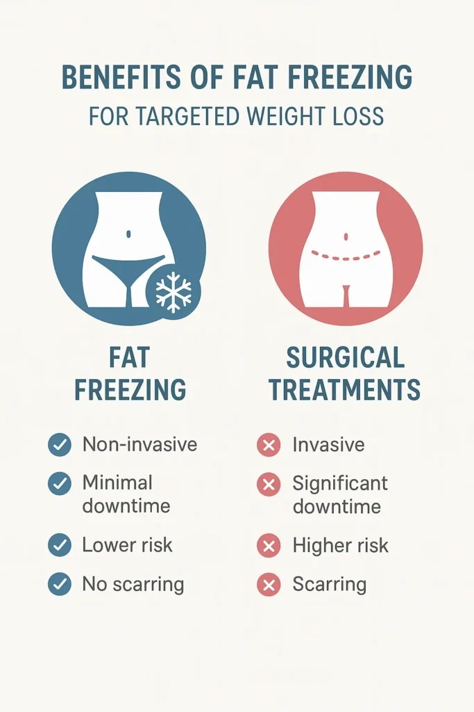 graphic showing the benefits of fat freezing Fareham