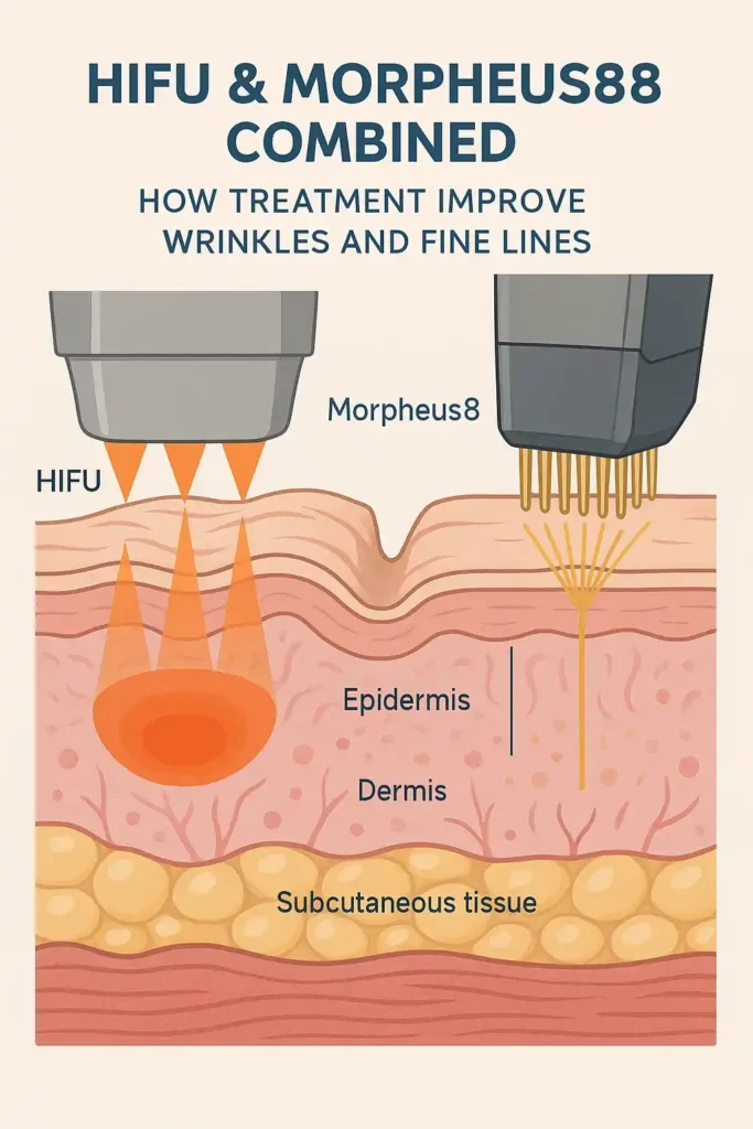 Diagram showing HIFU & Morpeus8 Fareham and the benefits for reduction in wrinkles and fine lines